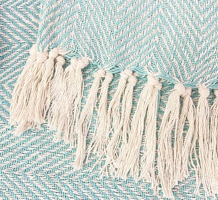 Pure Cotton Sky Blue Sofa Throw - Pack of 2