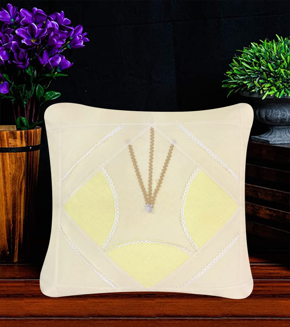 Ivory Red Cushion Cover 24"x24"