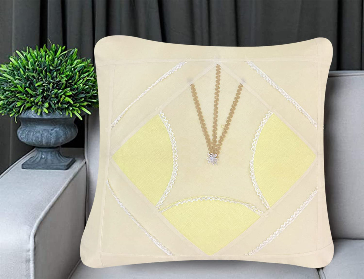 Ivory Red Cushion Cover 24"x24"