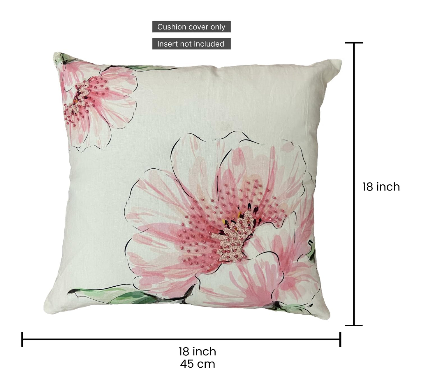Beige & Pink Cushion Cover 18"x18"