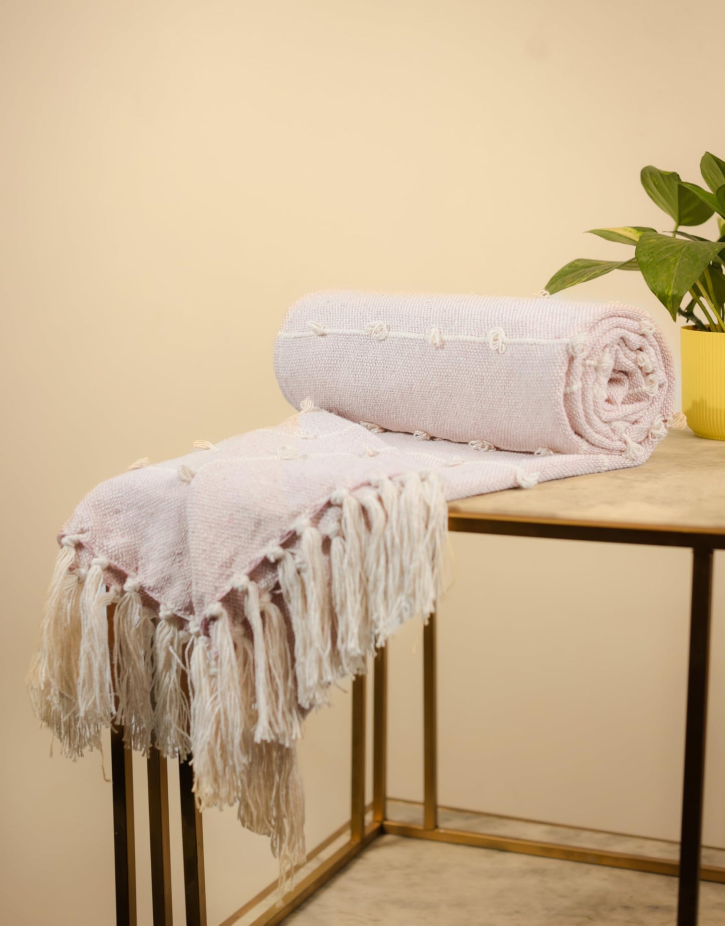 Pure Cotton Pink Sofa Throw