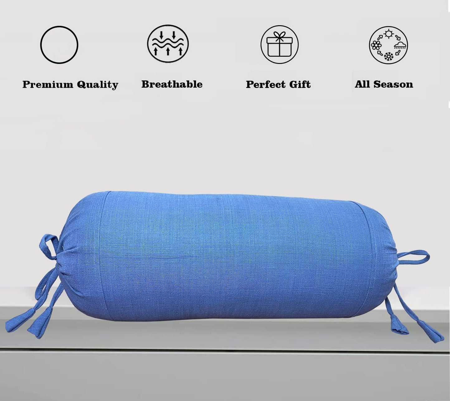 Navy Blue Cotton Bolster Cover (Pack of 2)