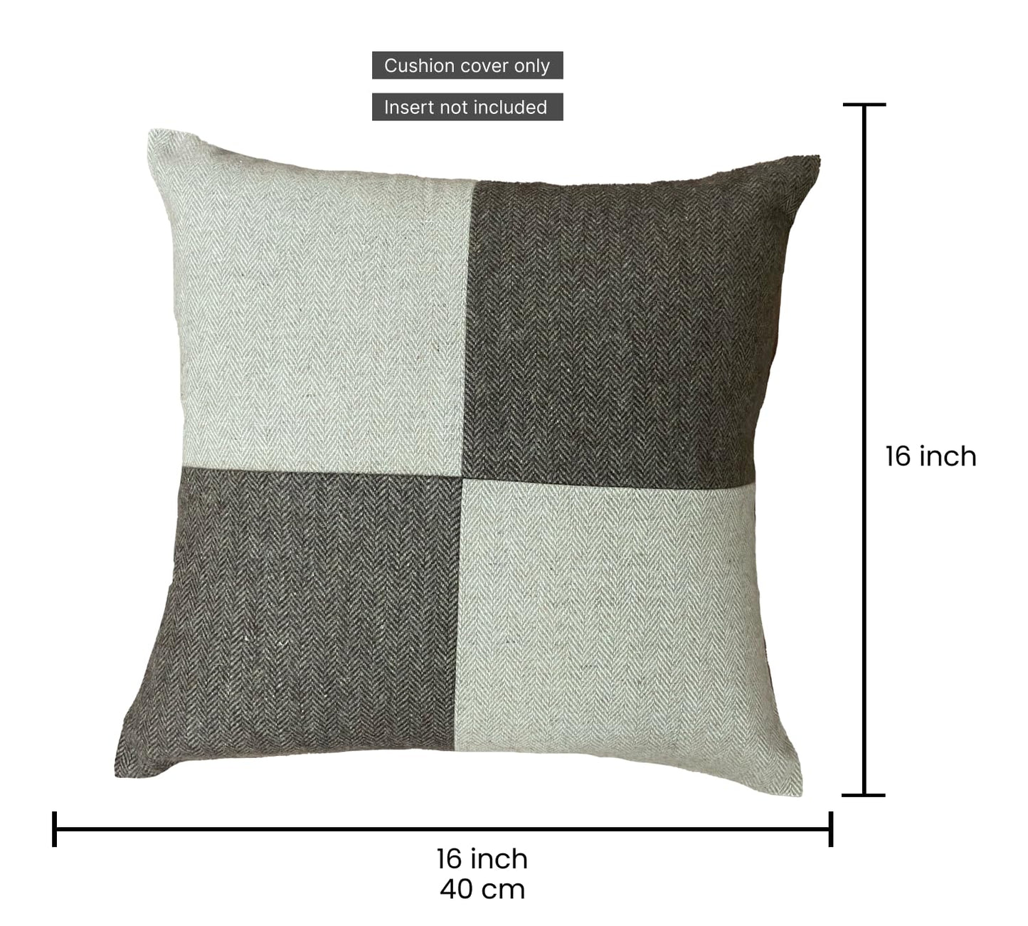 Beige & Black Cushion Cover 16"x16"