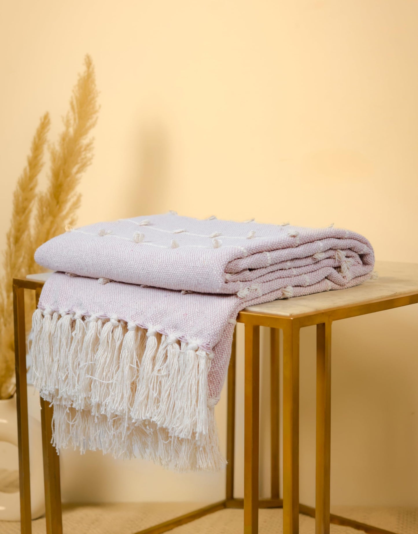 Pure Cotton Pink Sofa Throw