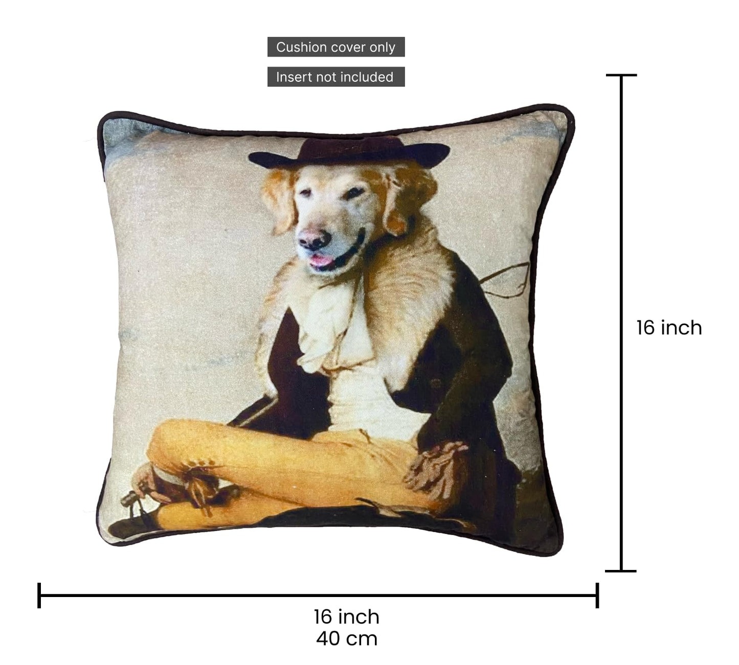 Beige Printed Cushion Cover 16"x16"