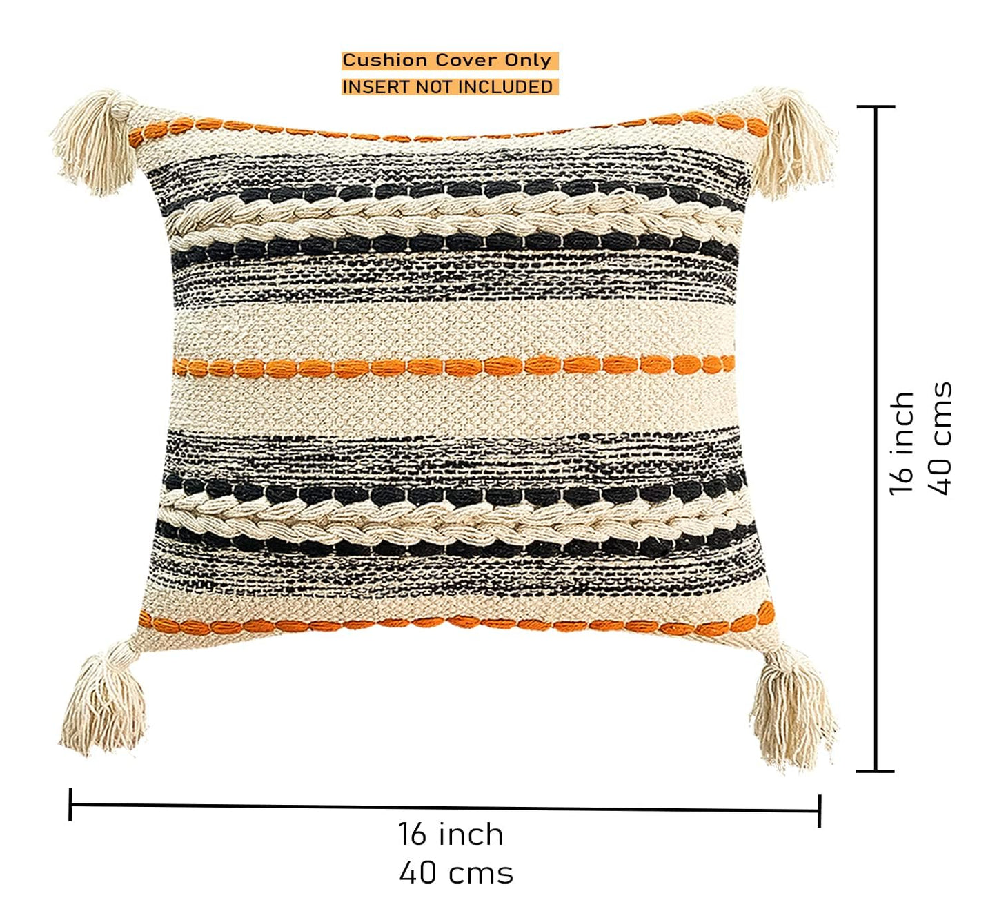 Pure Cotton Beige Multi Sofa Throw & Cushion Cover