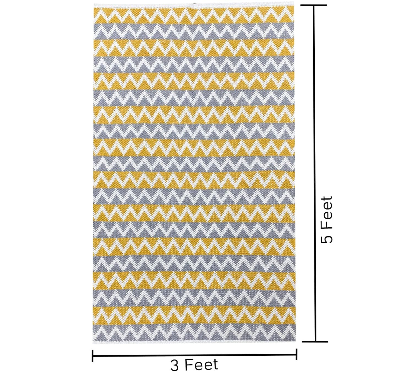 Yellow & Grey Cotton Floor Rug