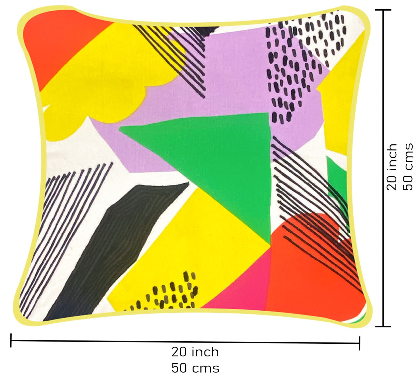 Yellow Multicolor Cushion Cover 20"x20"