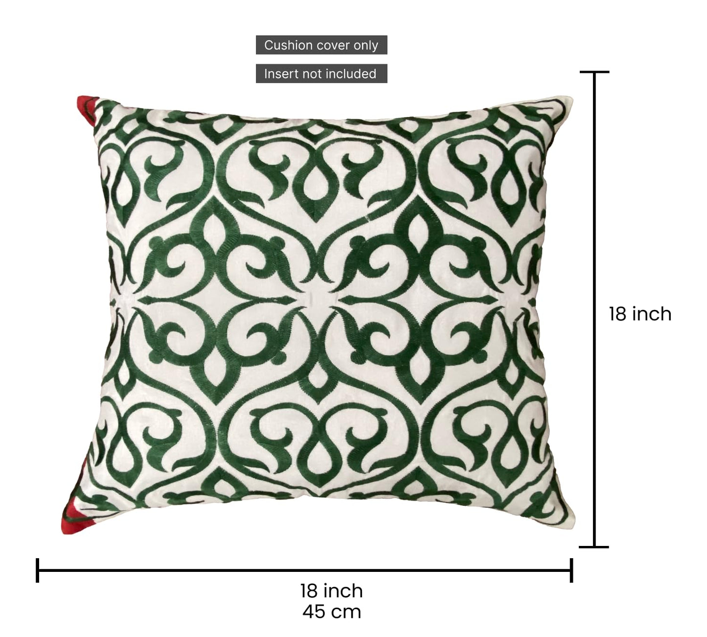 Beige & Green Cushion Cover 18"x18"