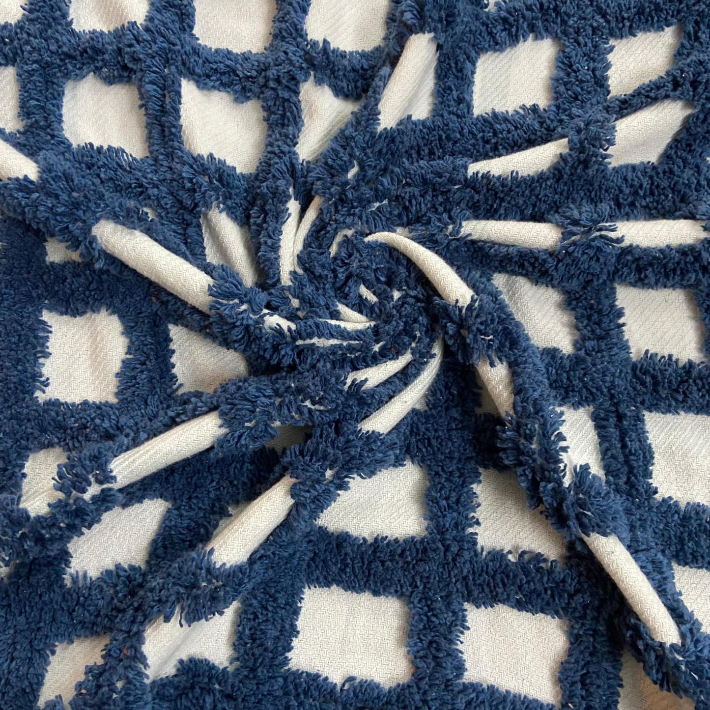 Pure Cotton White & Blue Throw
