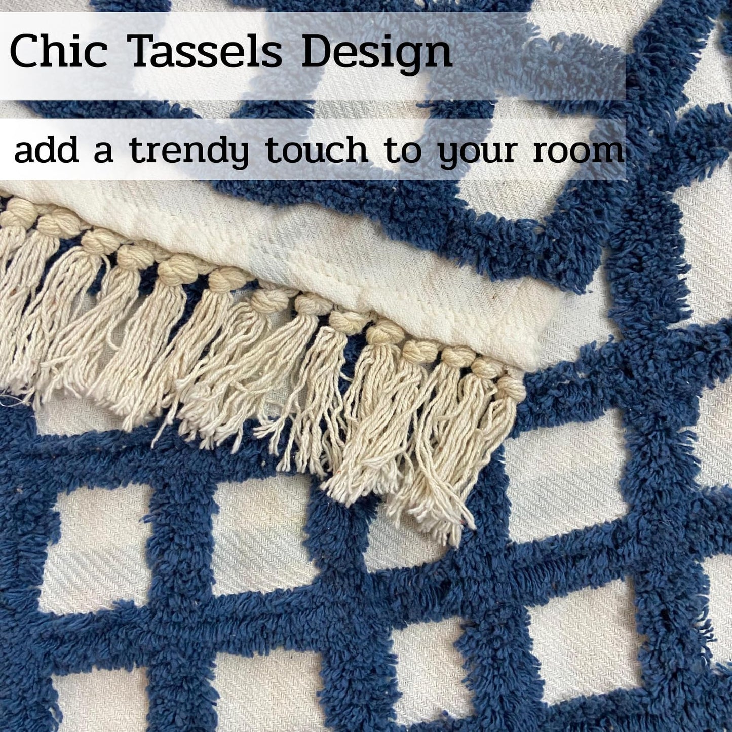 Pure Cotton White & Blue Throw