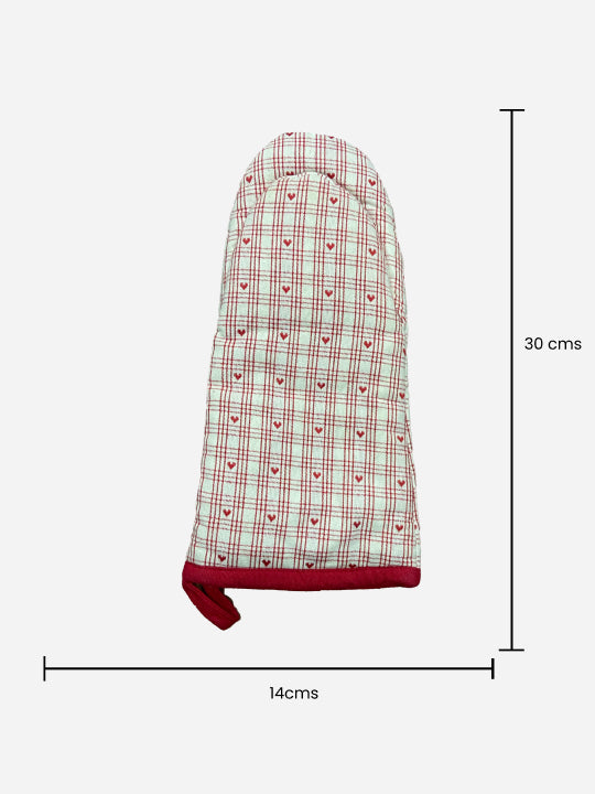 White & Red Oven Glove - 6X12 Inches