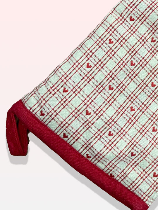 White & Red Oven Glove - 6X12 Inches
