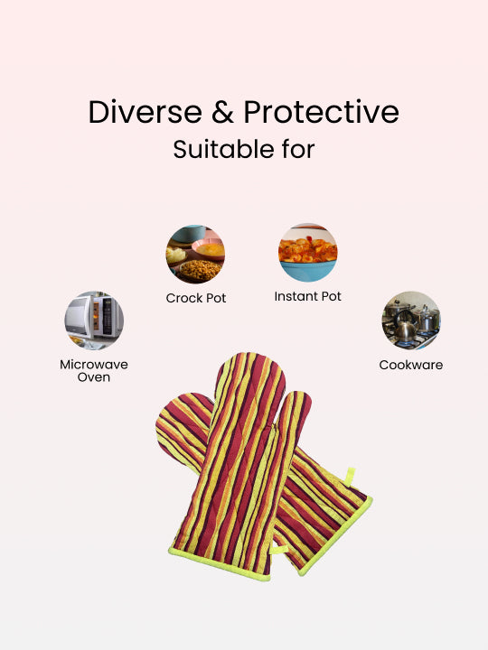 Yellow & Red Oven Glove - 6X12 Inches