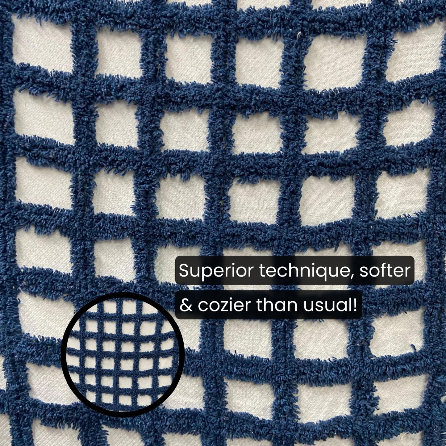 Pure Cotton White & Blue Throw