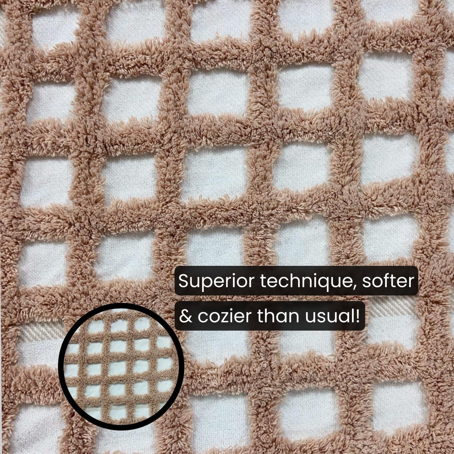 Pure Cotton White & Summer Pink Throw