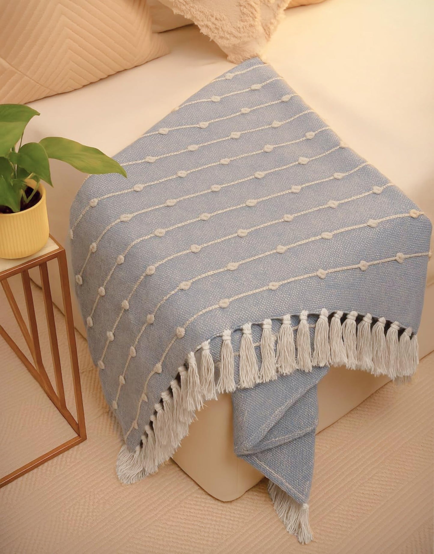 Pure Cotton Smoke Grey Sofa Throw