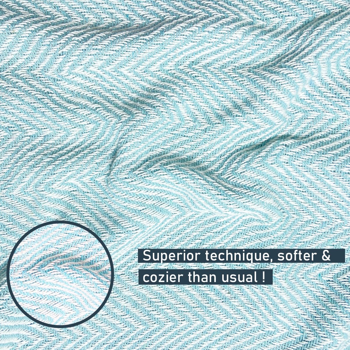 Pure Cotton Sky Blue Sofa Throw - Pack of 2