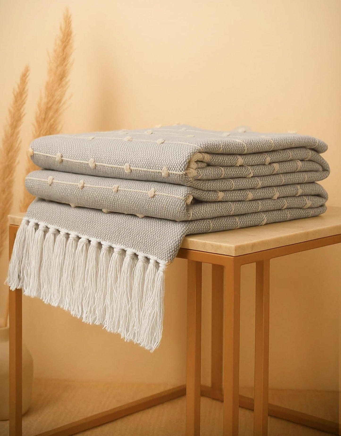 Pure Cotton Smoke Grey Sofa Throw