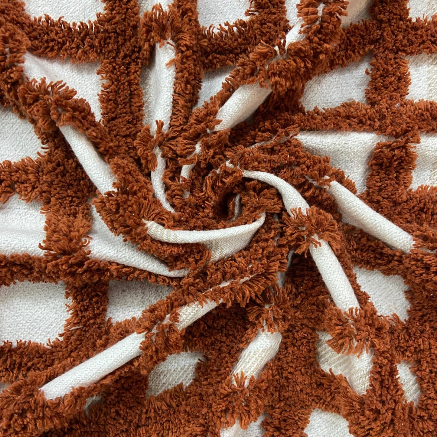 Pure Cotton White & Deep Brown Sofa Throw