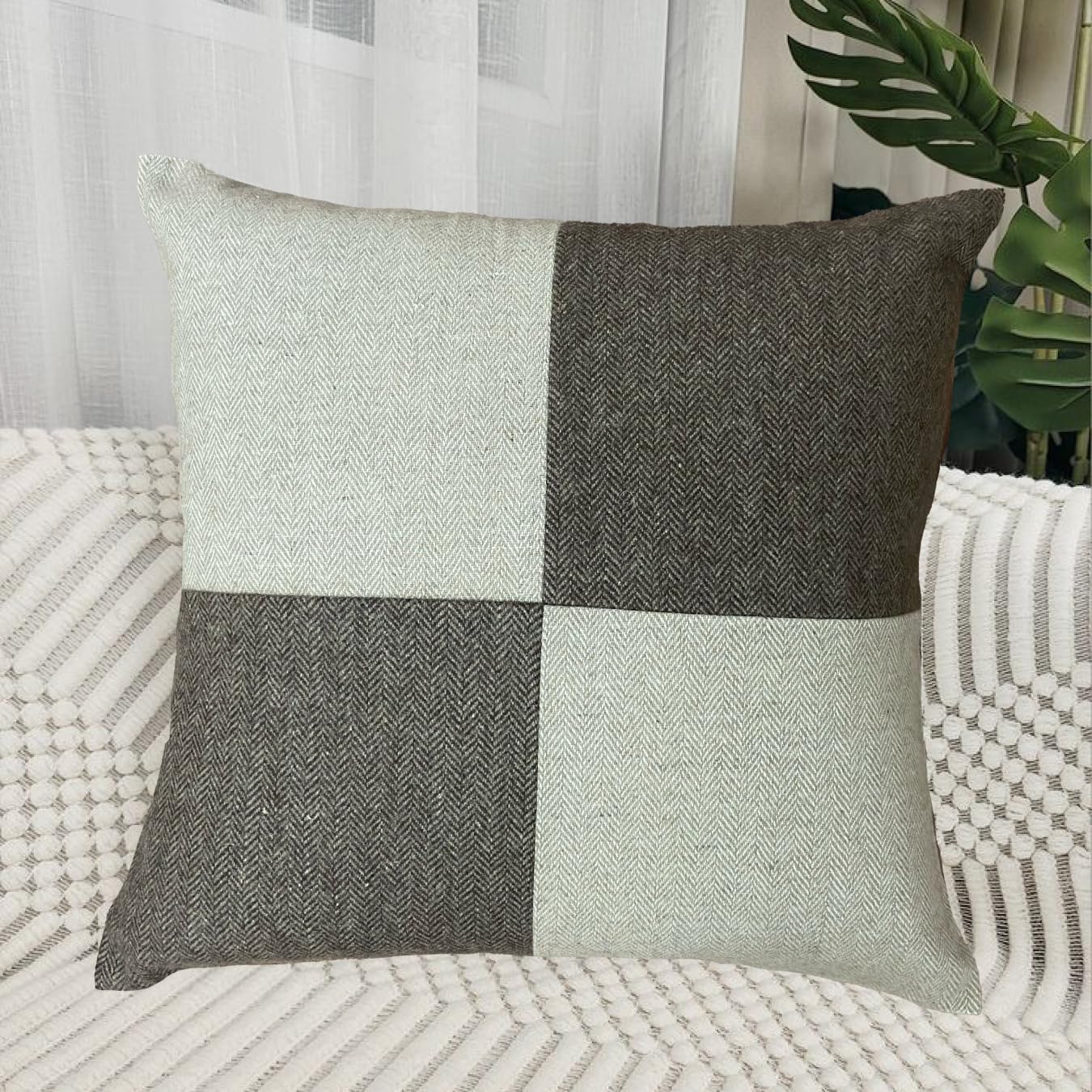 Beige & Black Cushion Cover 16"x16"