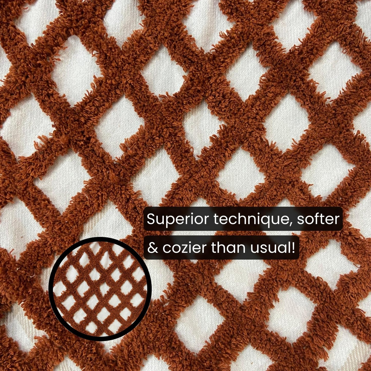 Pure Cotton White & Deep Brown Sofa Throw