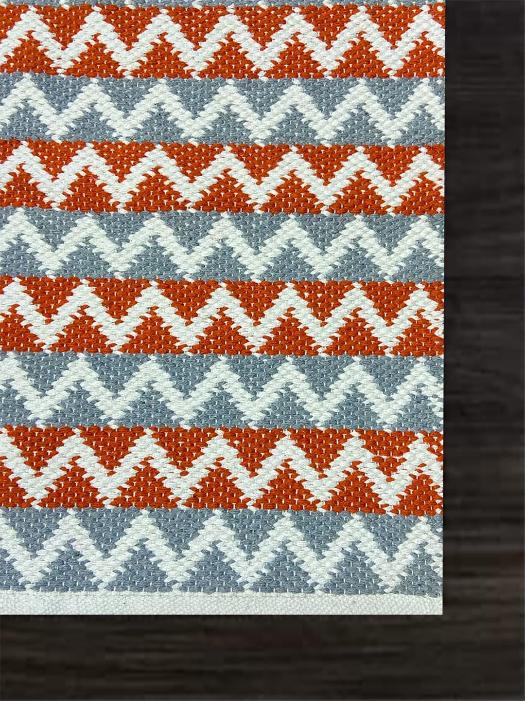 Red & Grey Cotton Floor Rug