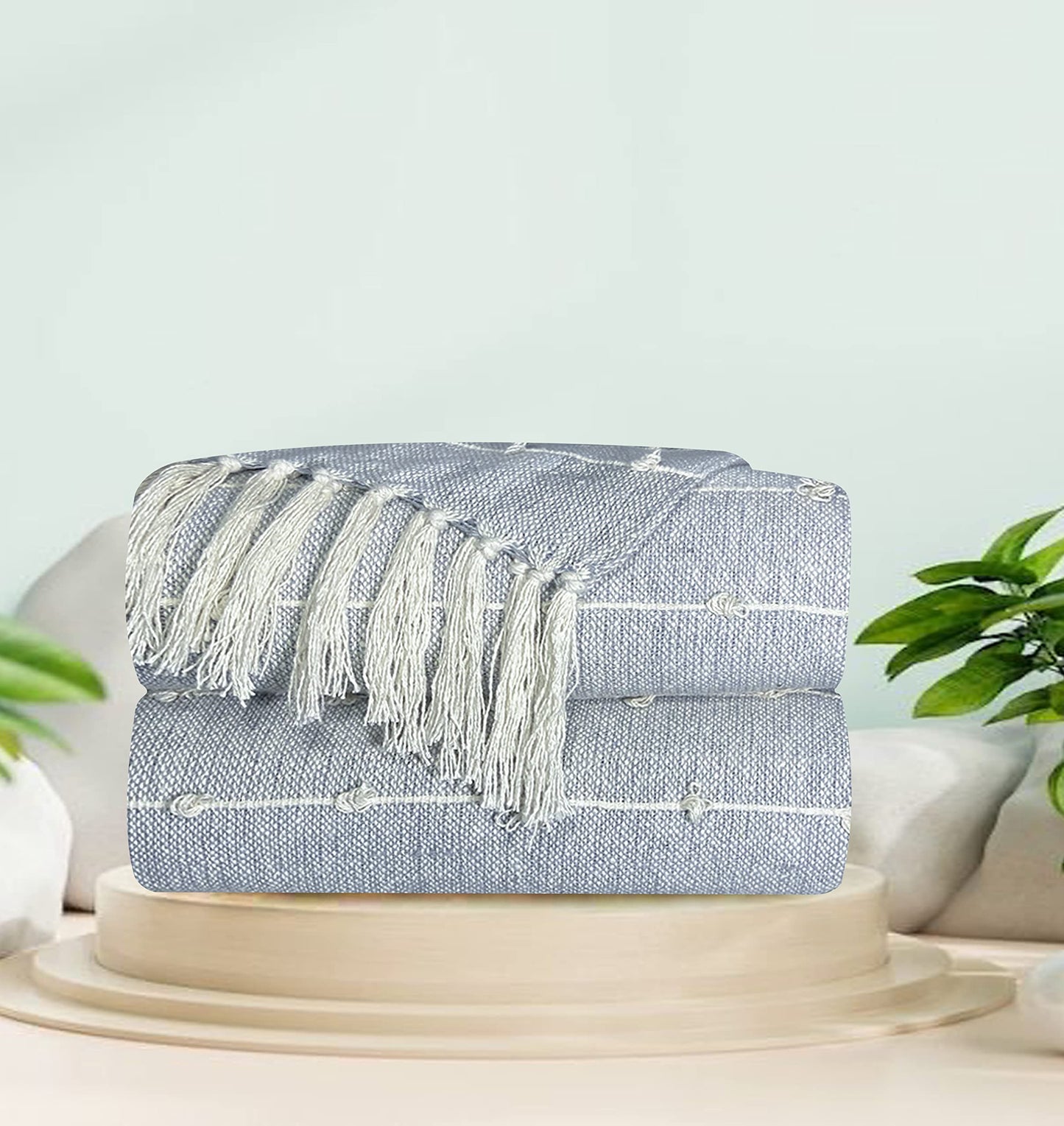 Pure Cotton Smoke Grey Sofa Throw - Pack of 2