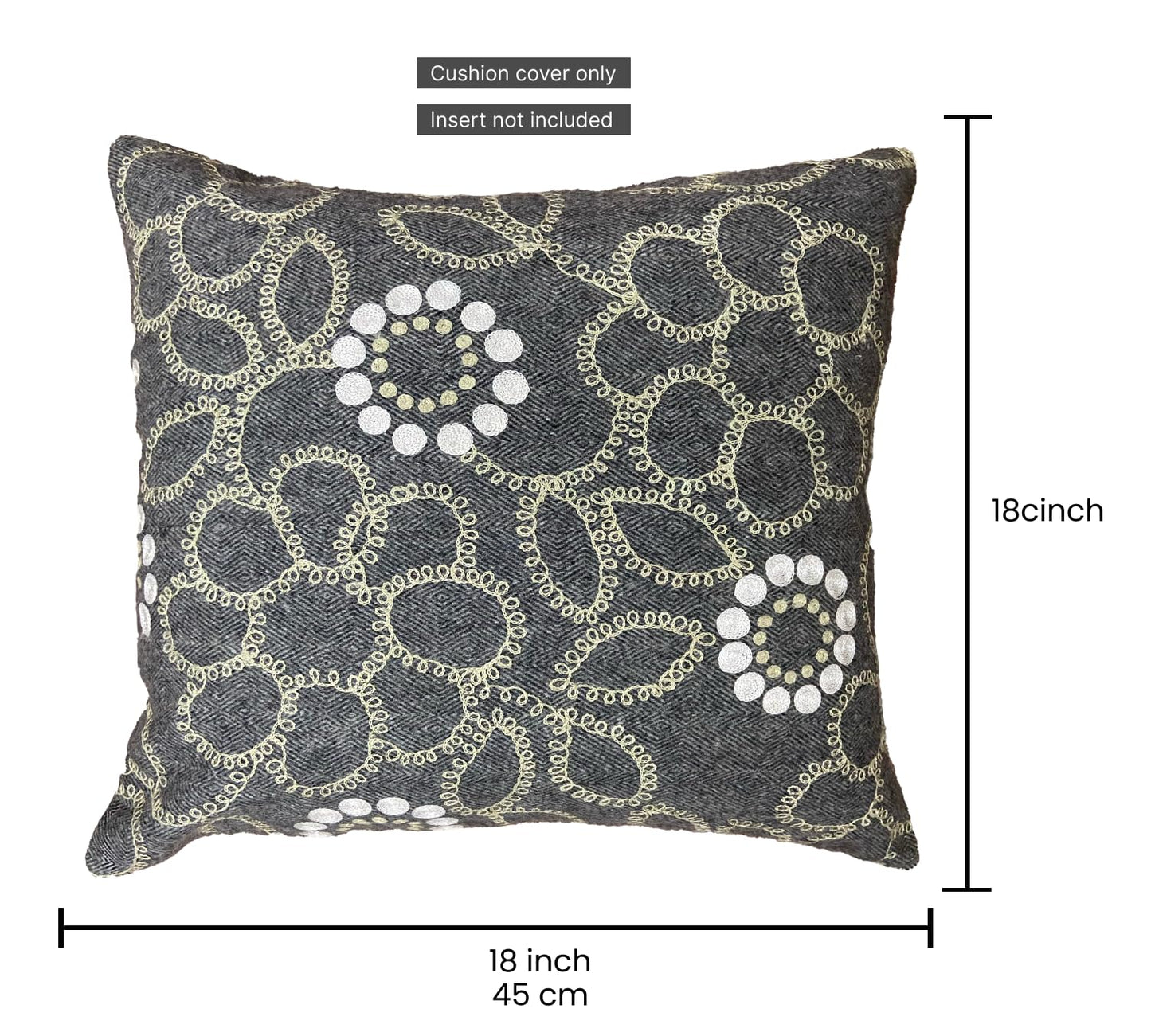 Grey Cushion Cover 18"x18"