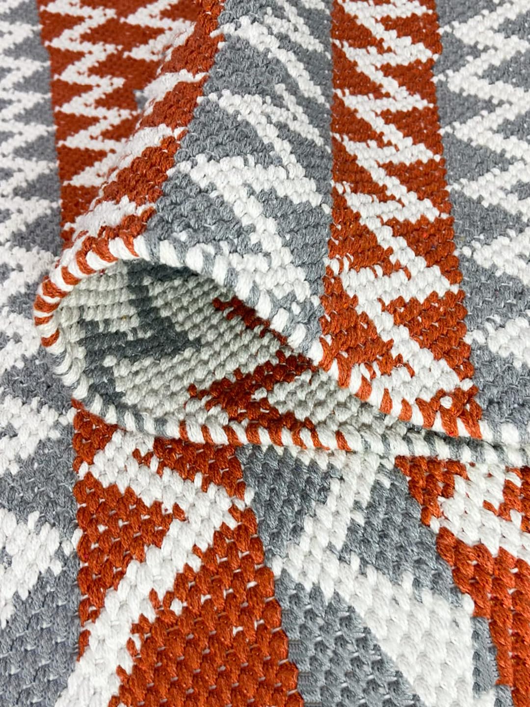 Red & Grey Cotton Floor Rug