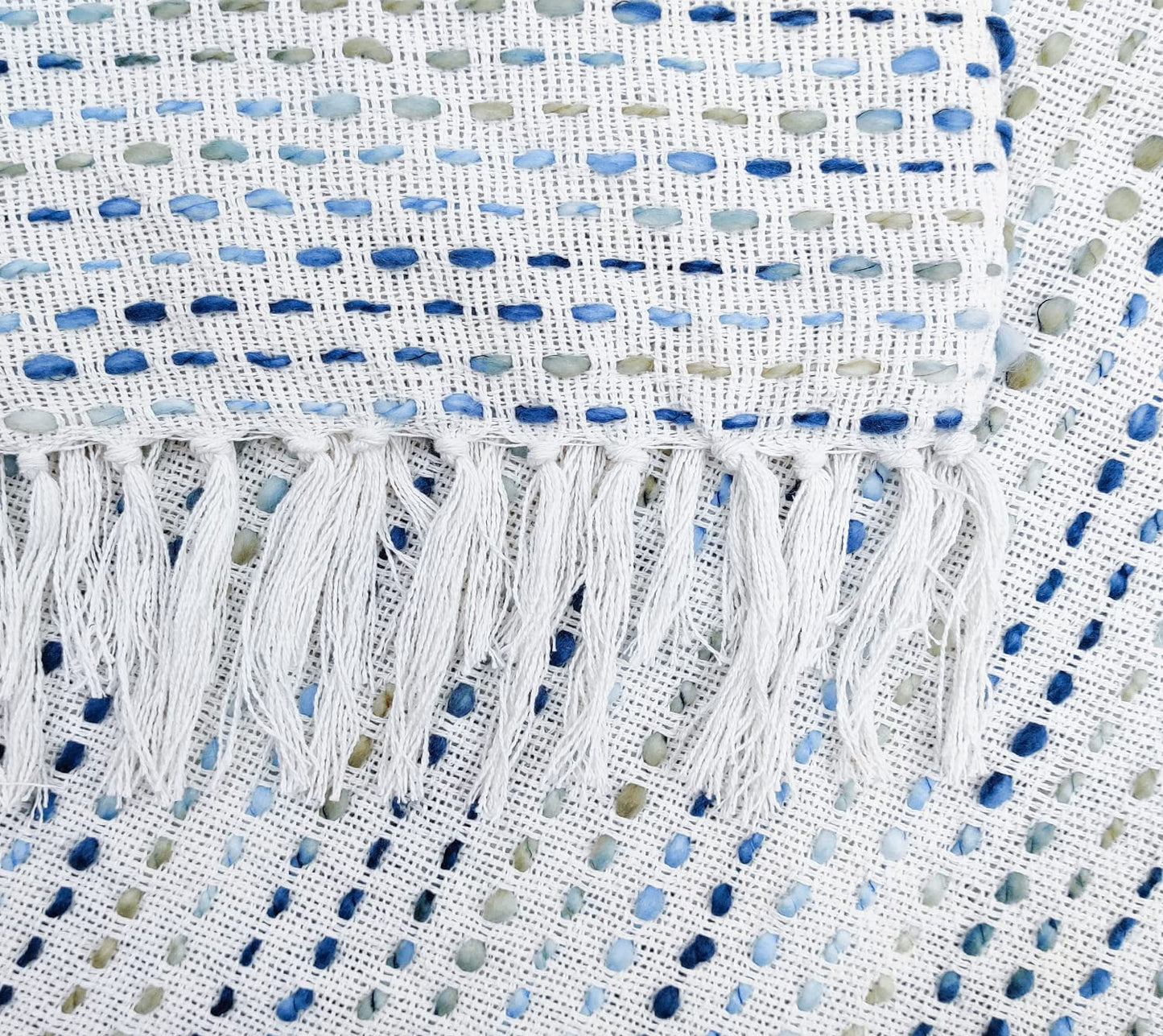 Pure Cotton Teal Blue Sofa Throw - Pack of 2