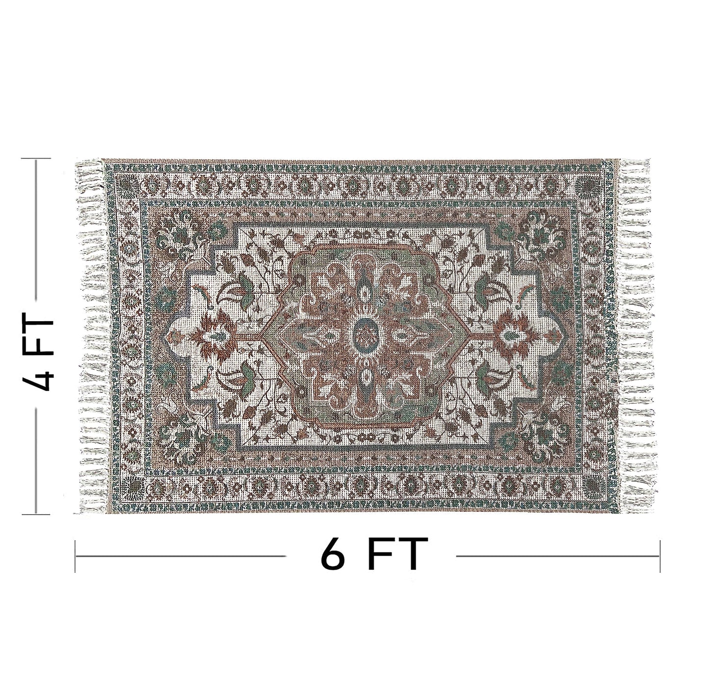 Green Cotton & Jute Floor Carpet
