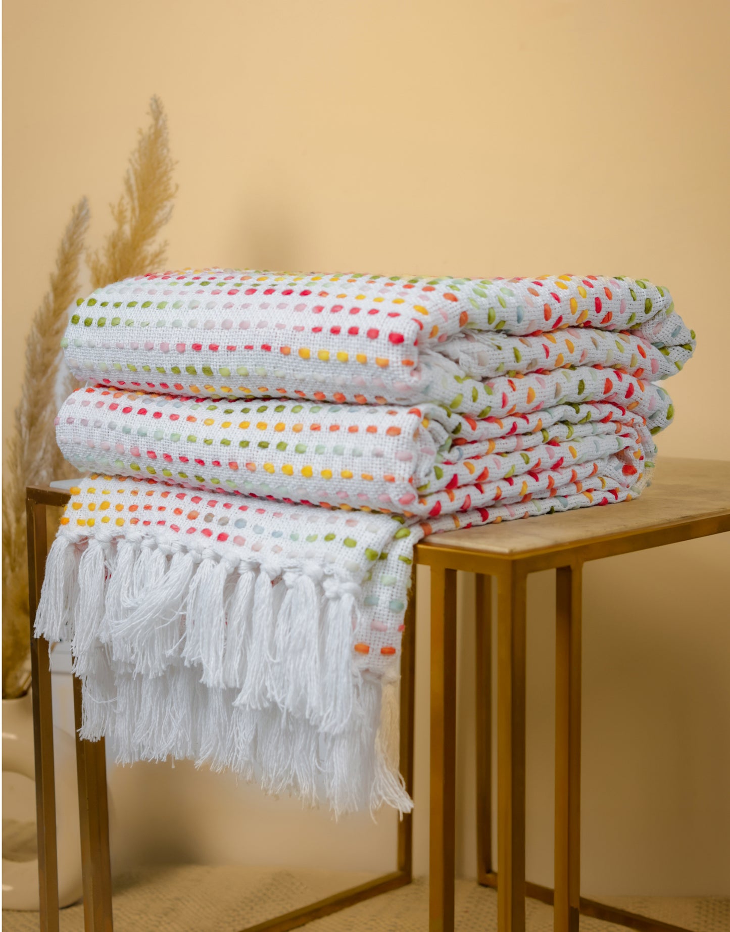 Pure Cotton Parchment Multi Throw