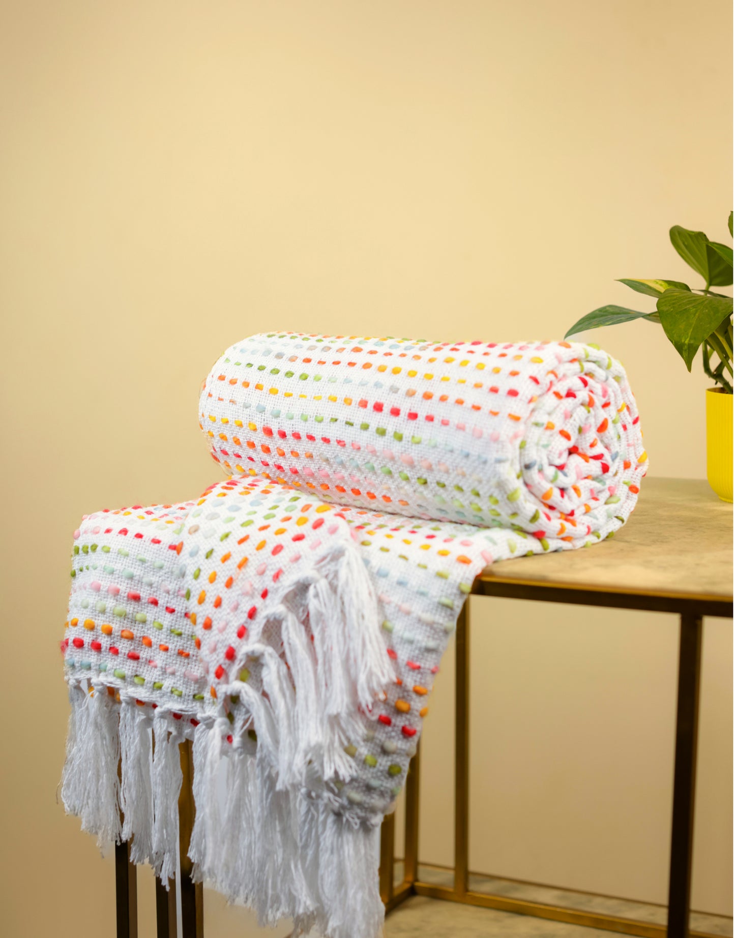 Pure Cotton Parchment Multi Throw