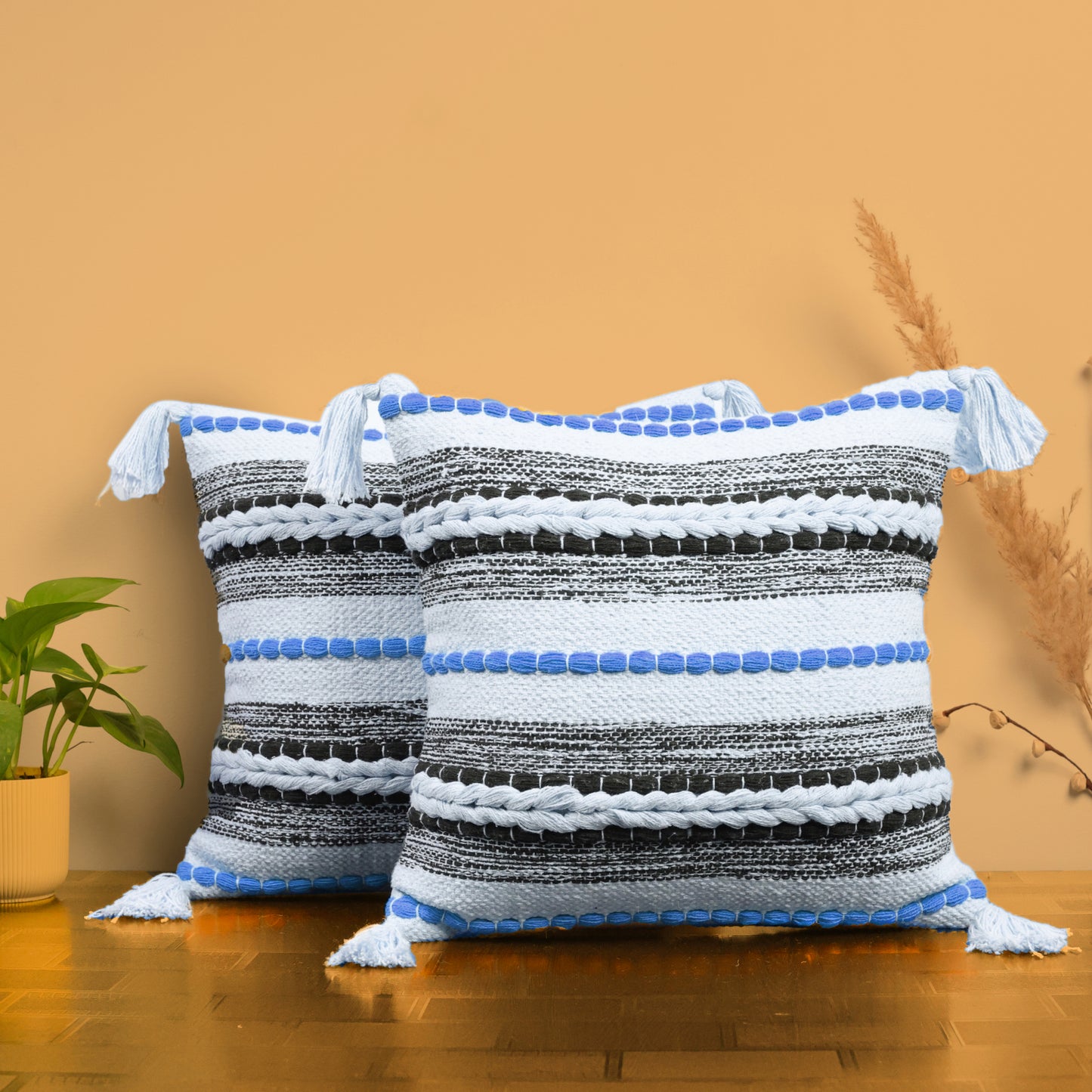 Beige & Blue Cushion Cover 16"x16"
