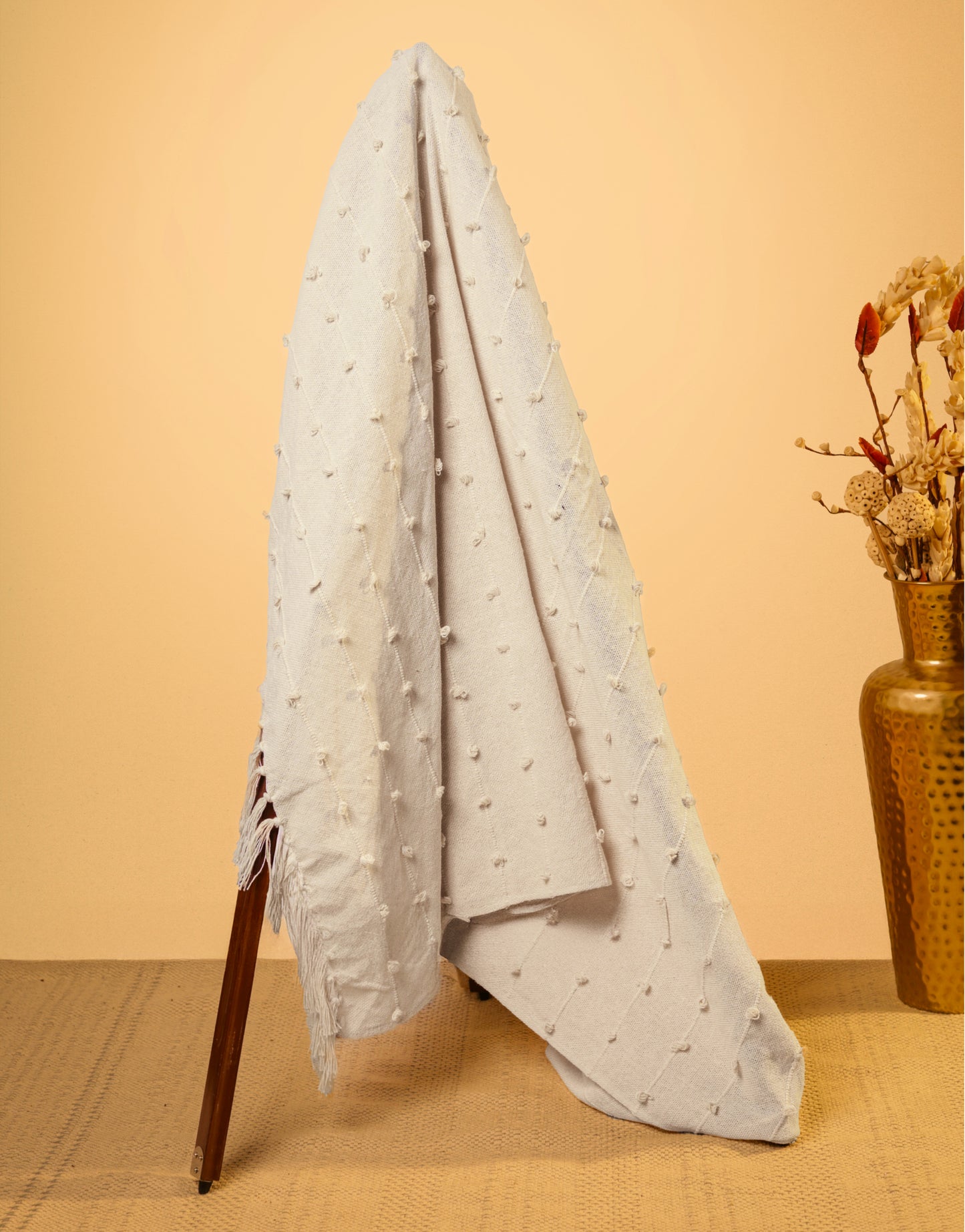 Pure Cotton Beige Sofa Throw