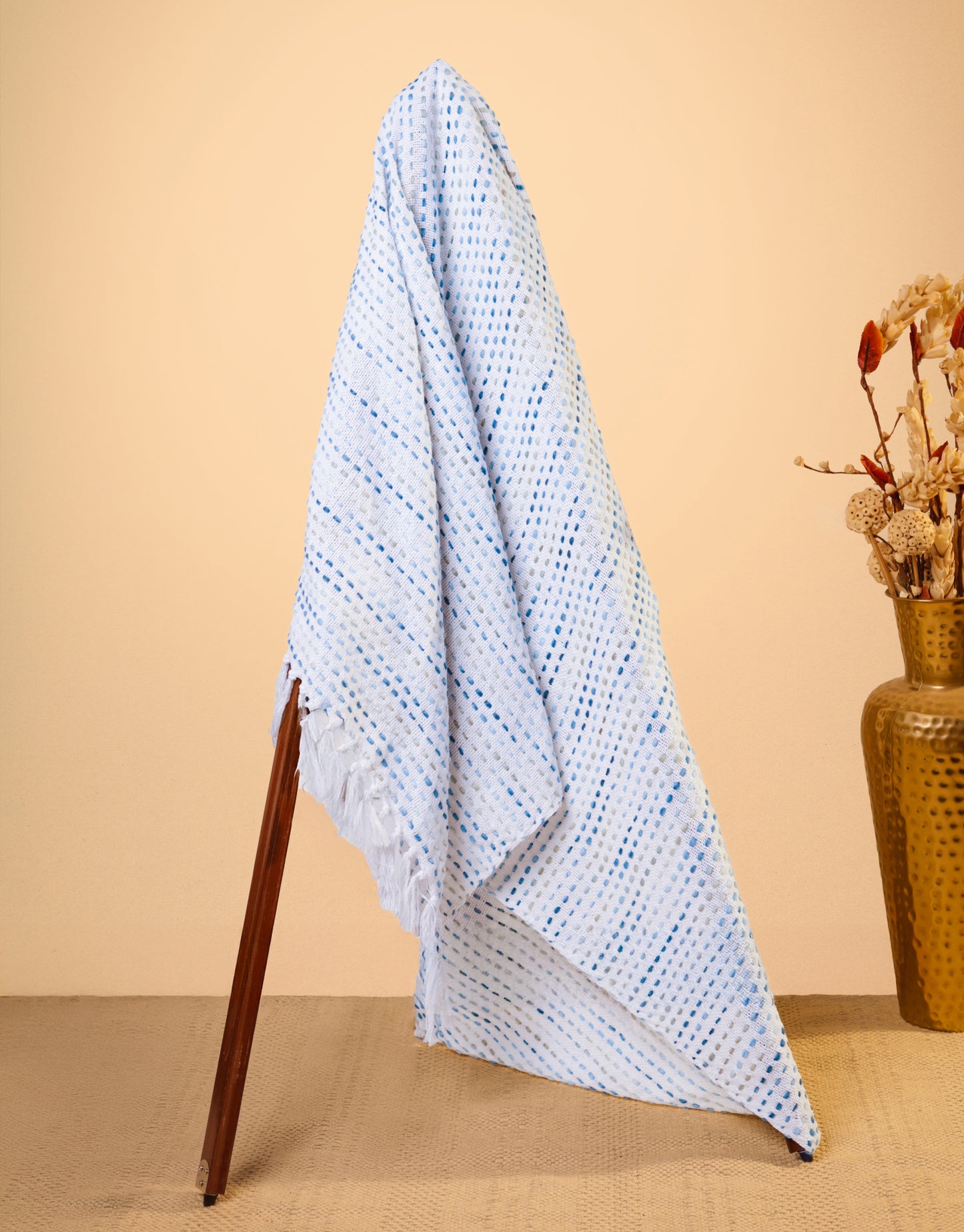 Pure Cotton Blue Multi Sofa Throw