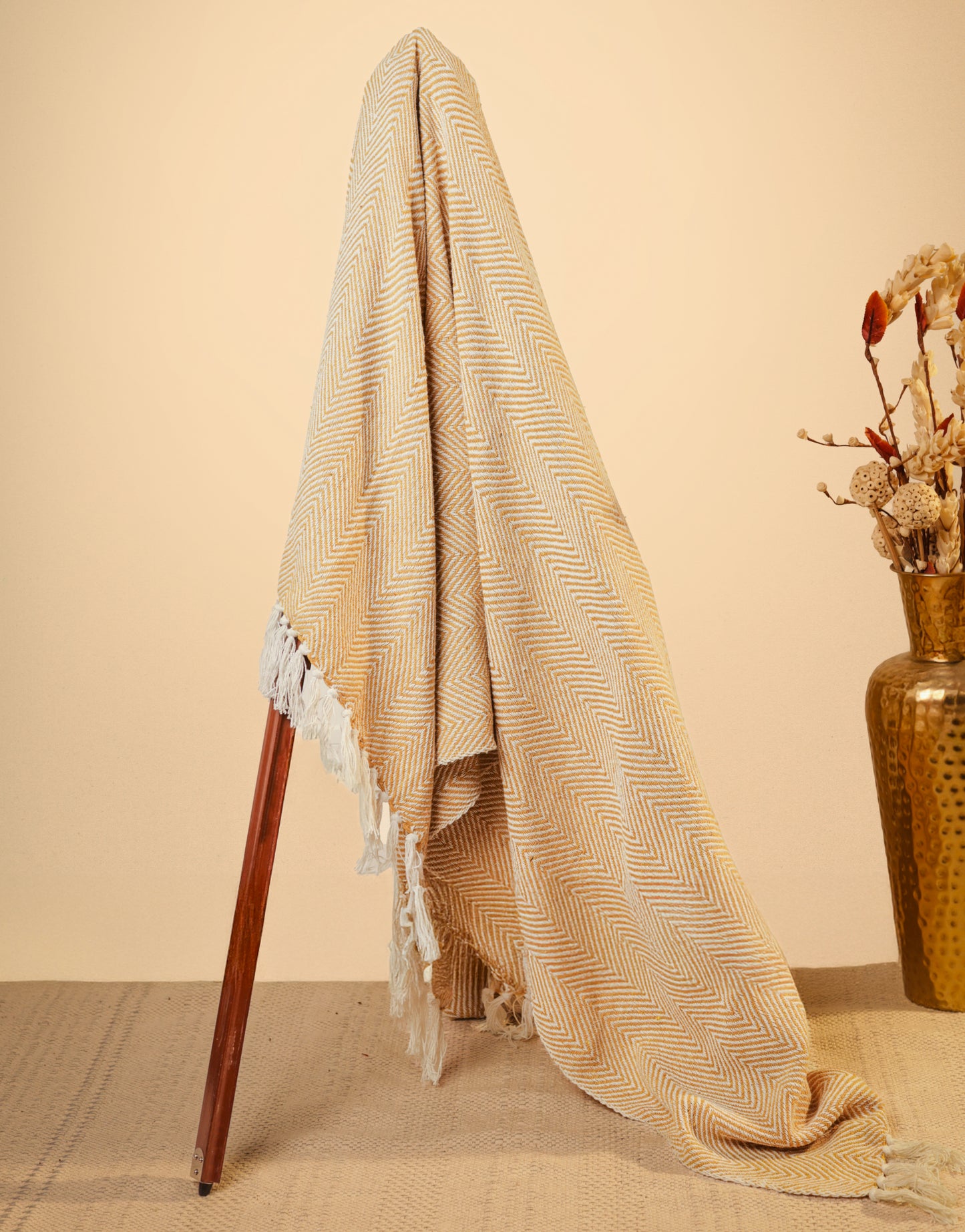 Pure Cotton Yellow Sofa Throw