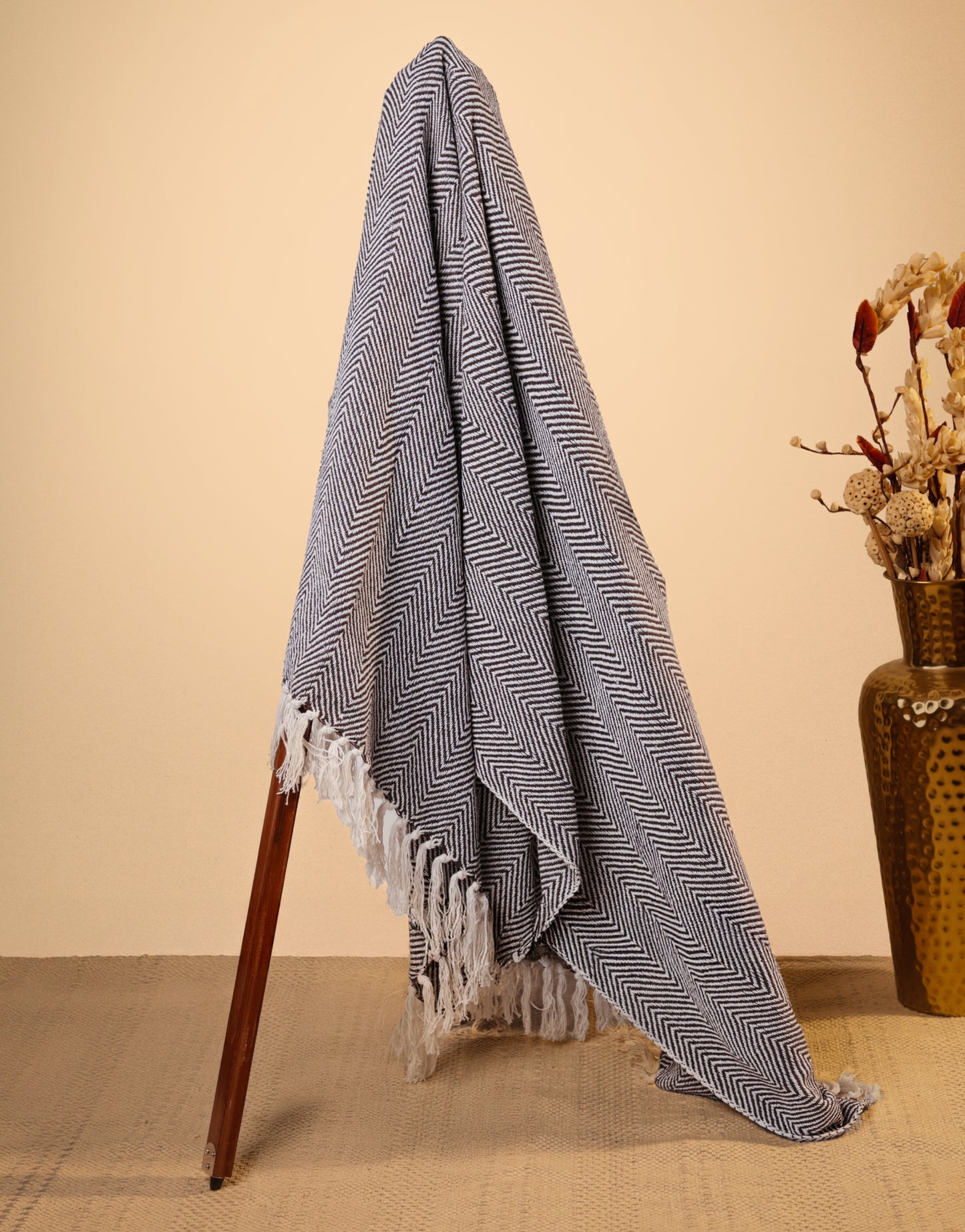 Pure Cotton Brown Sofa Throw