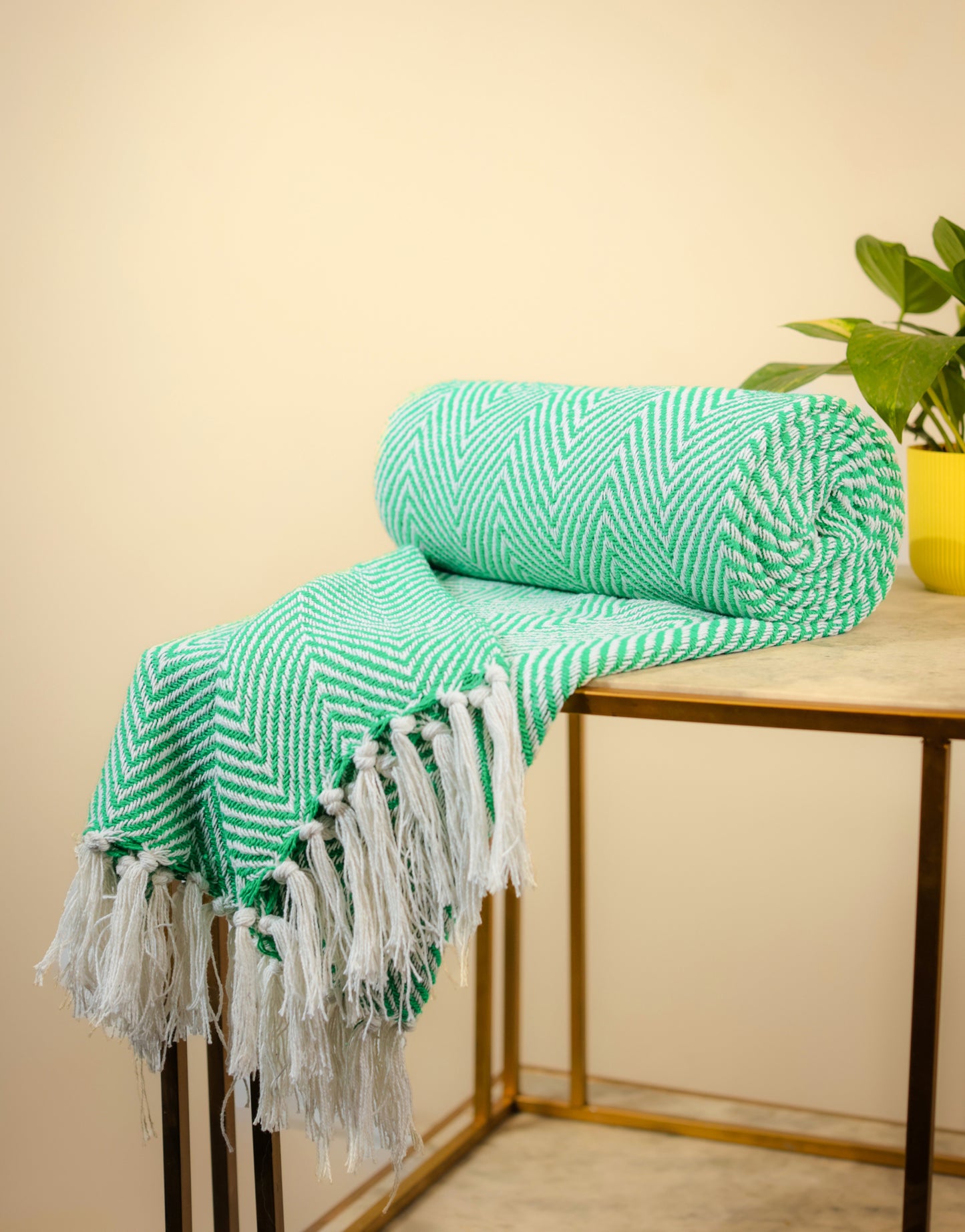 Pure Cotton Green Sofa Throw