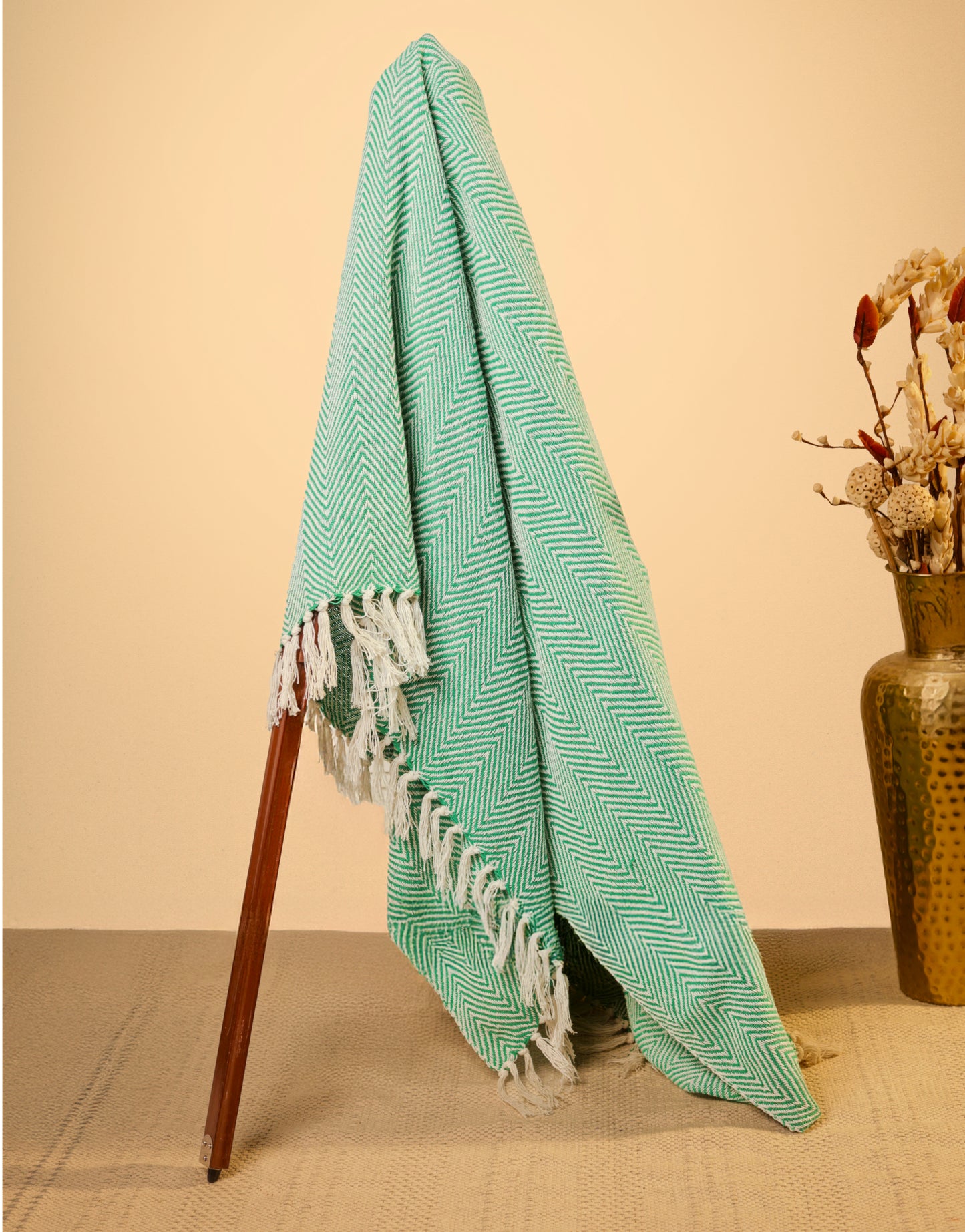 Pure Cotton Green Sofa Throw