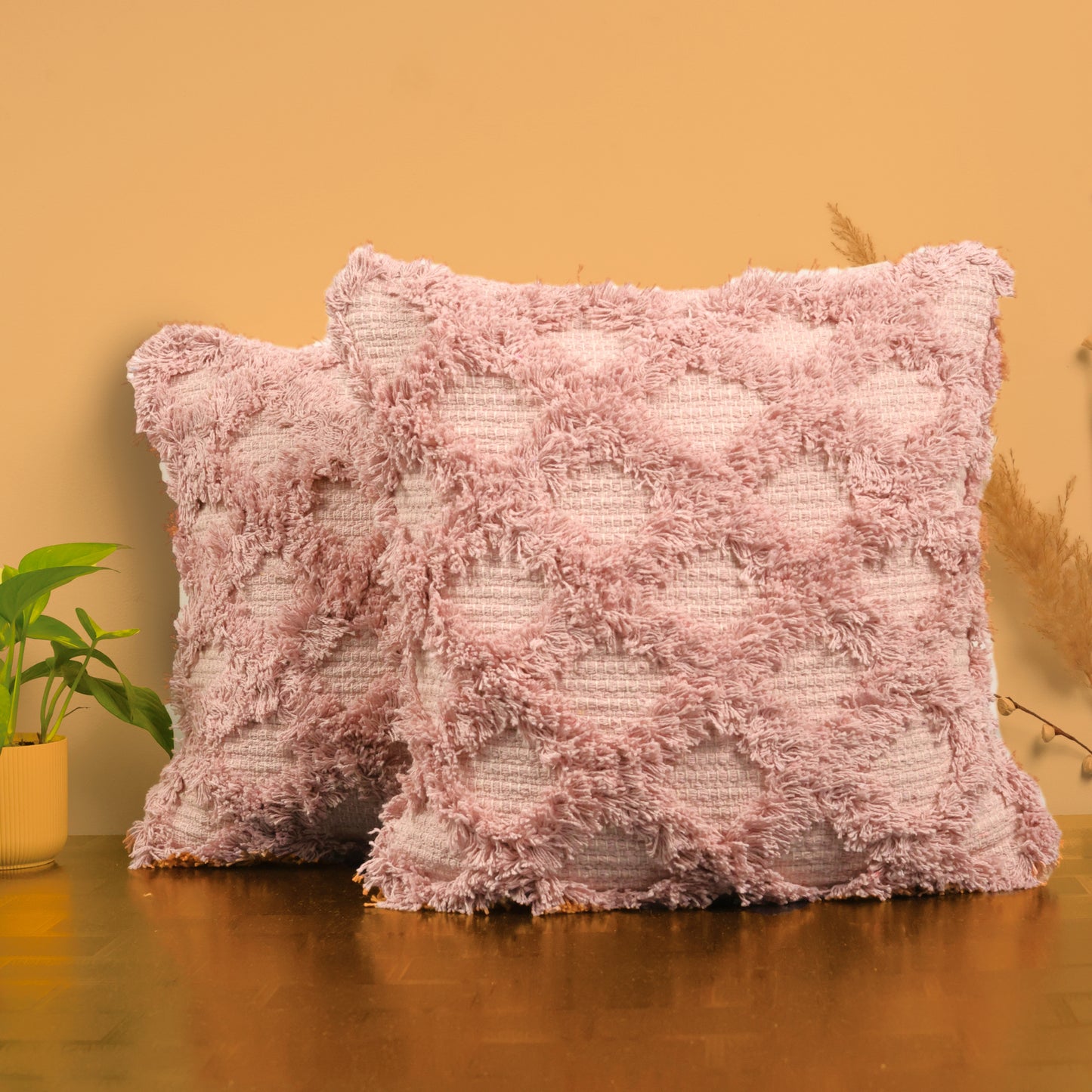 Pink Fringe Cushion Cover 18"x18"