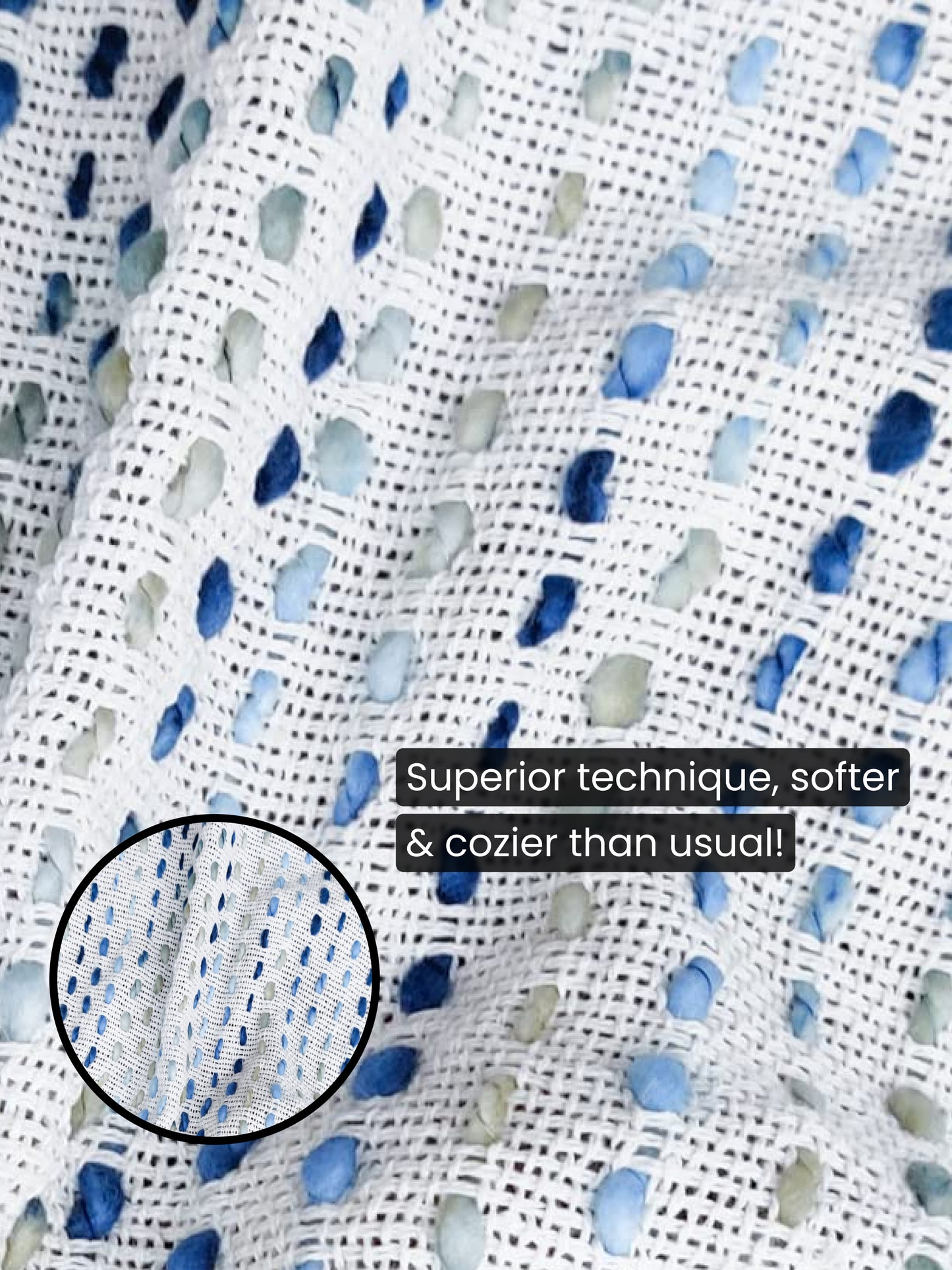 Pure Cotton Blue Multi Sofa Throw
