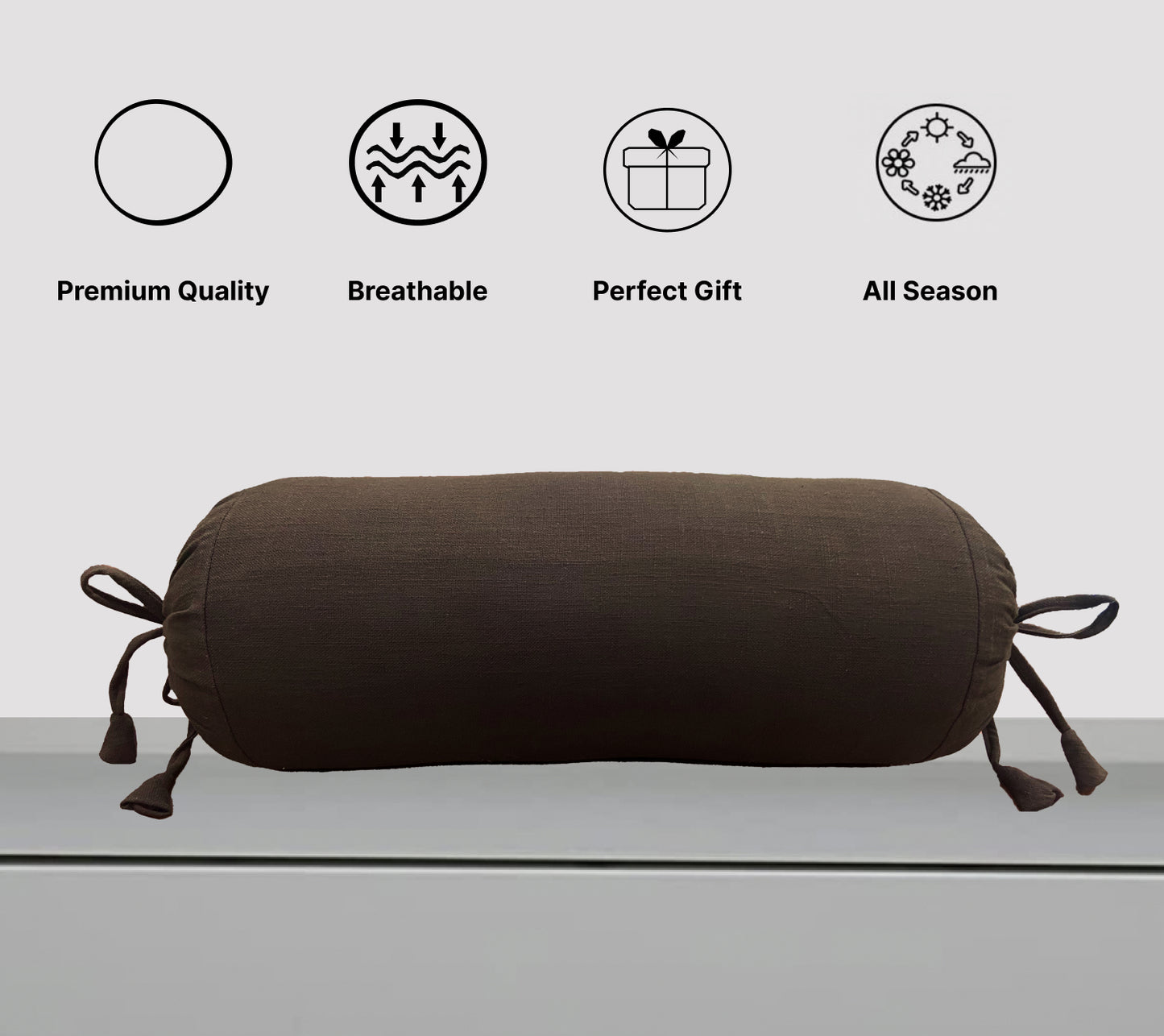 Brown Cotton Bolster Cover Pack of 2