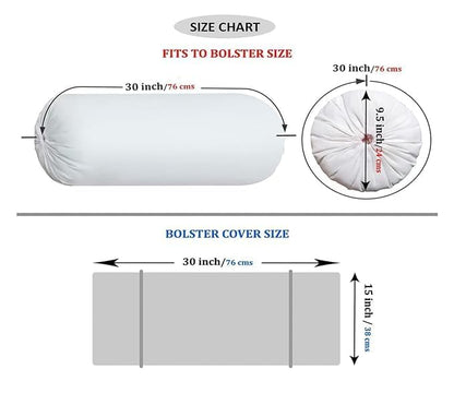 Sky Blue Cotton Bolster Cover (Pack of 2)