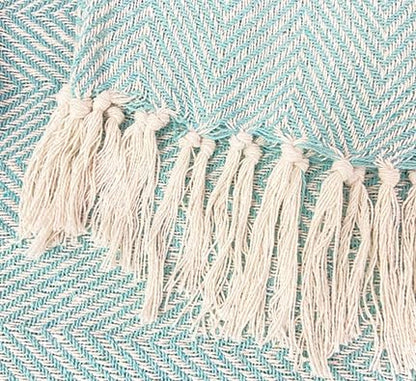 Pure Cotton Sky Blue Sofa Throw - Pack of 2