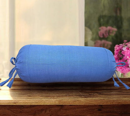 Navy Blue Cotton Bolster Cover (Pack of 2)
