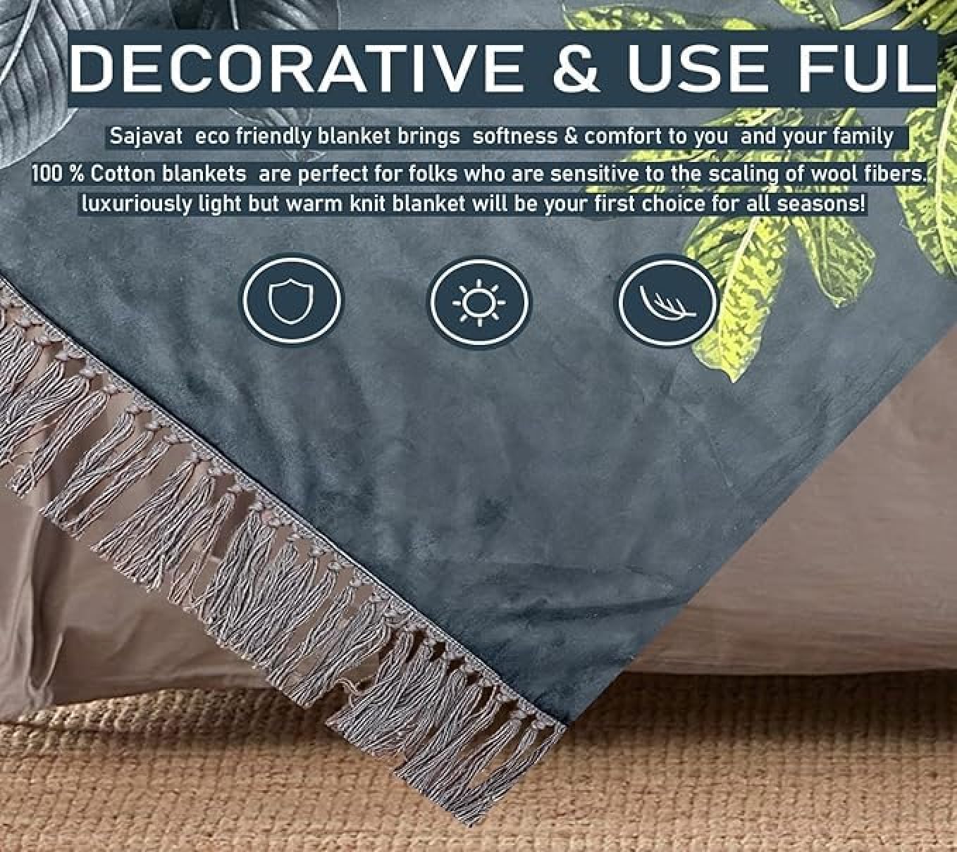 Pure Cotton Jungle Green Sofa Throw