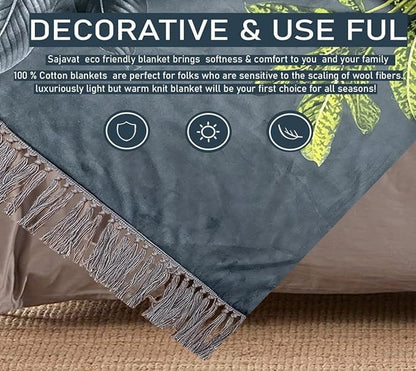Pure Cotton Jungle Green Sofa Throw