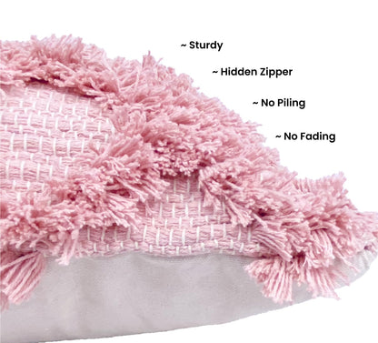 Pure Cotton Beige Multi Throw & Pink Cushion Cover